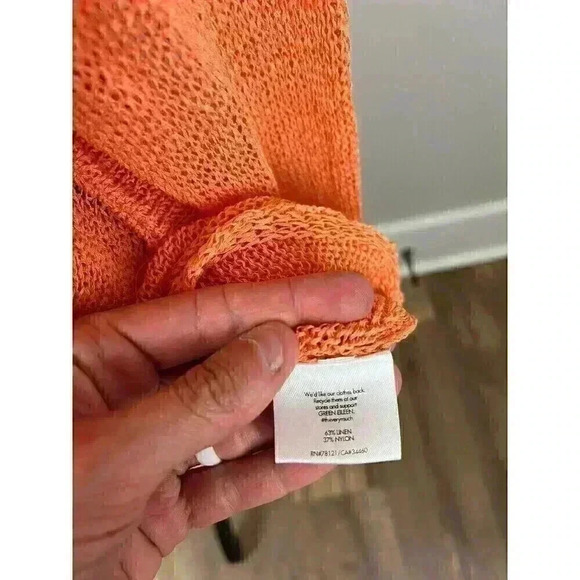 Eileen Fisher Women's Plus 2X Linen Blend Knit Sweater Sheer Lagenlook Orange - Picture 6 of 13